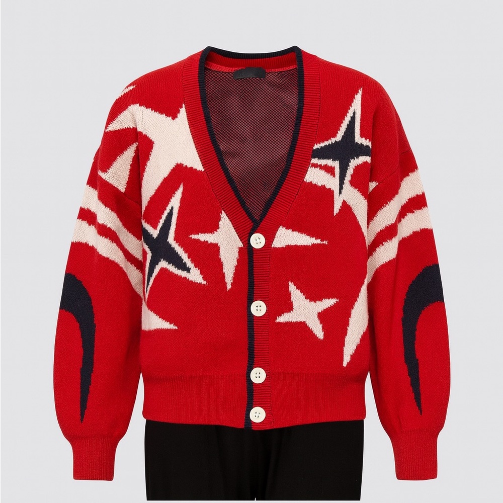G-Star Bold Red and White Star Cardigan Holiday